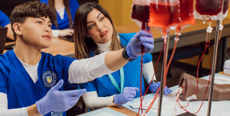 Chamberlain University nursing students in the lab
